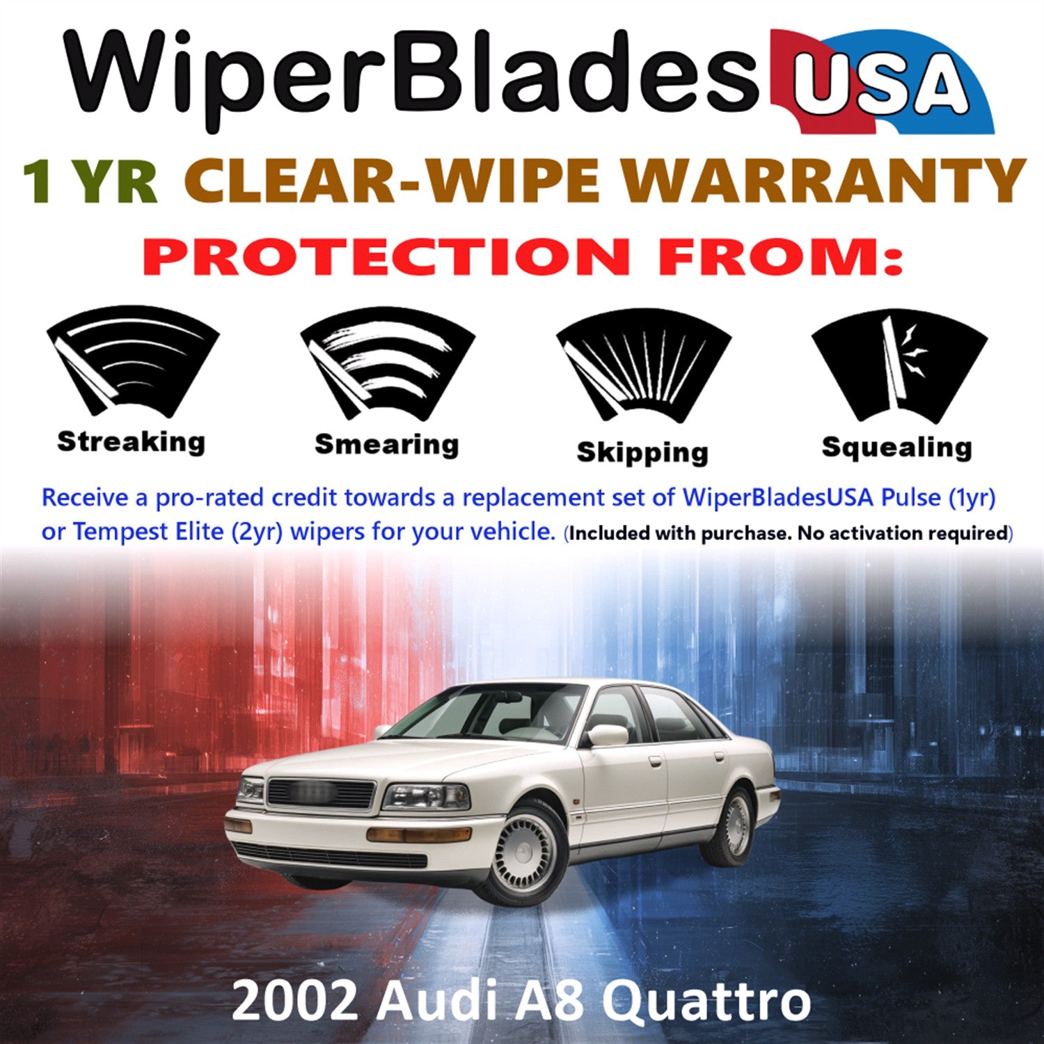 2002 Audi A8 Quattro Front Wiper blades Set Includes 1yr Wear Warranty & Free Delivery