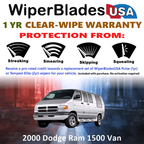 2000 Dodge Ram 1500 Van Front Wiper blades Set Includes 1yr Wear Warranty & Free Delivery