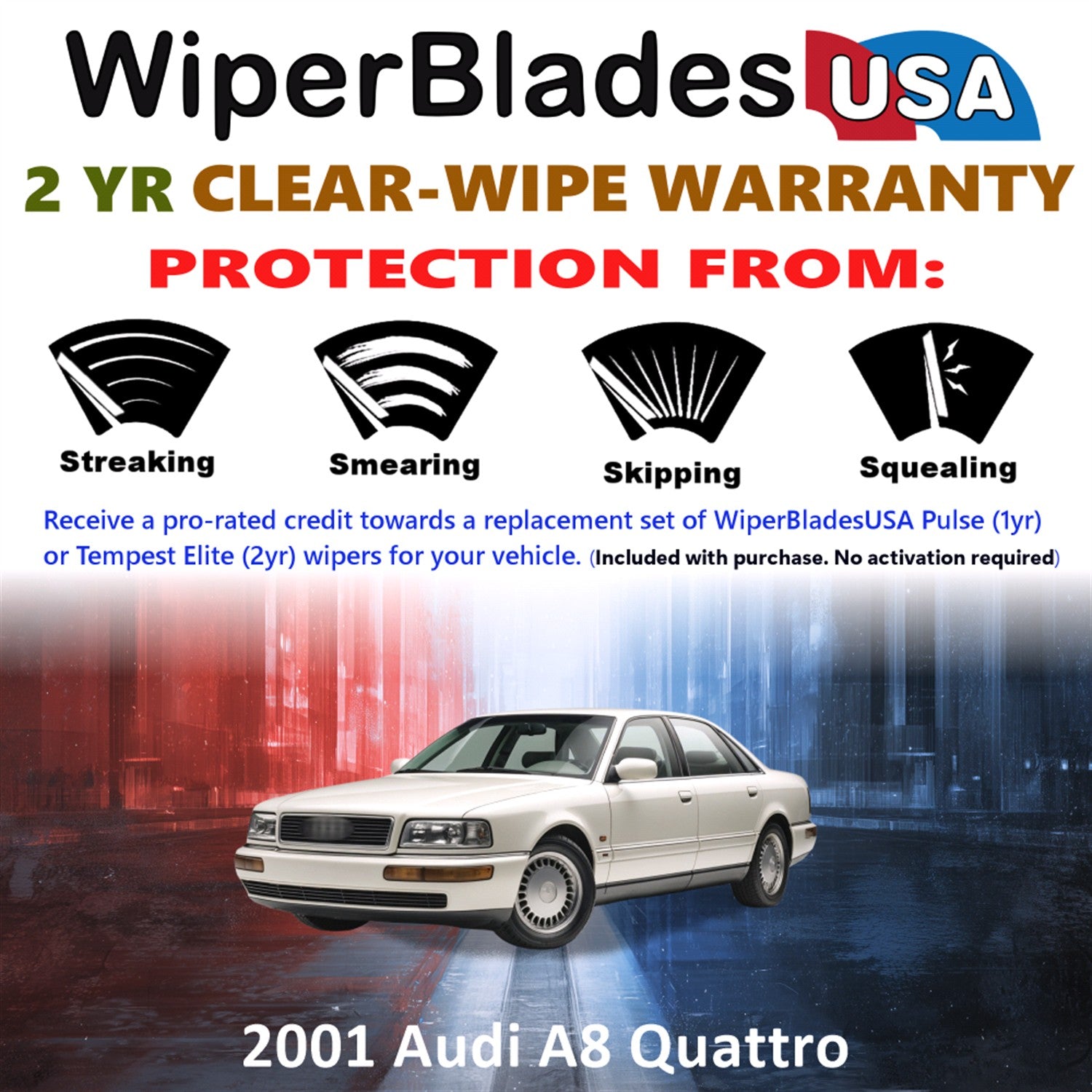 2001 Audi A8 Quattro Front Wiper blades Set  Includes 2yr Wear Warranty & Free Delivery