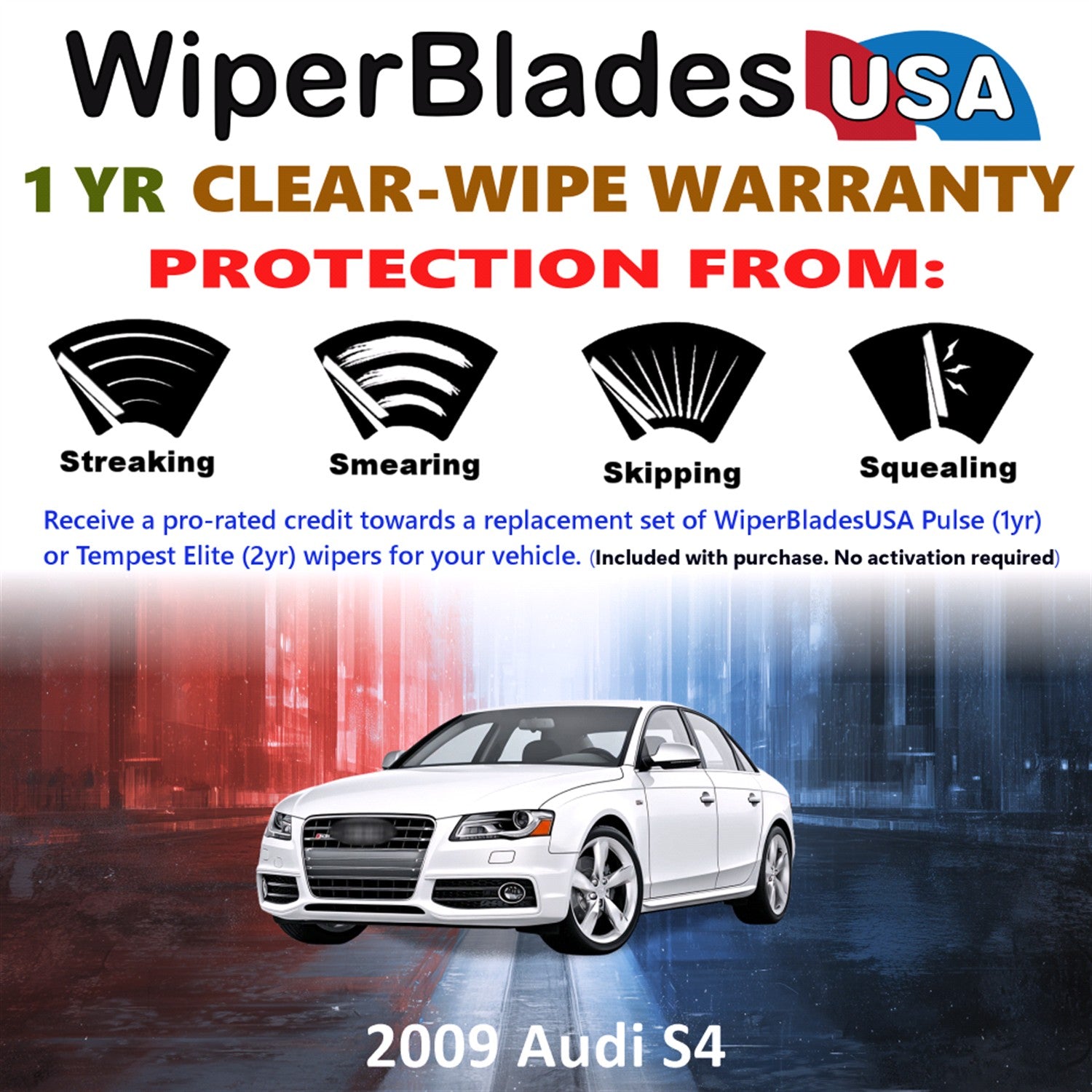 2009 Audi S4 Front Wiper blades Set Includes 1yr Wear Warranty & Free Delivery