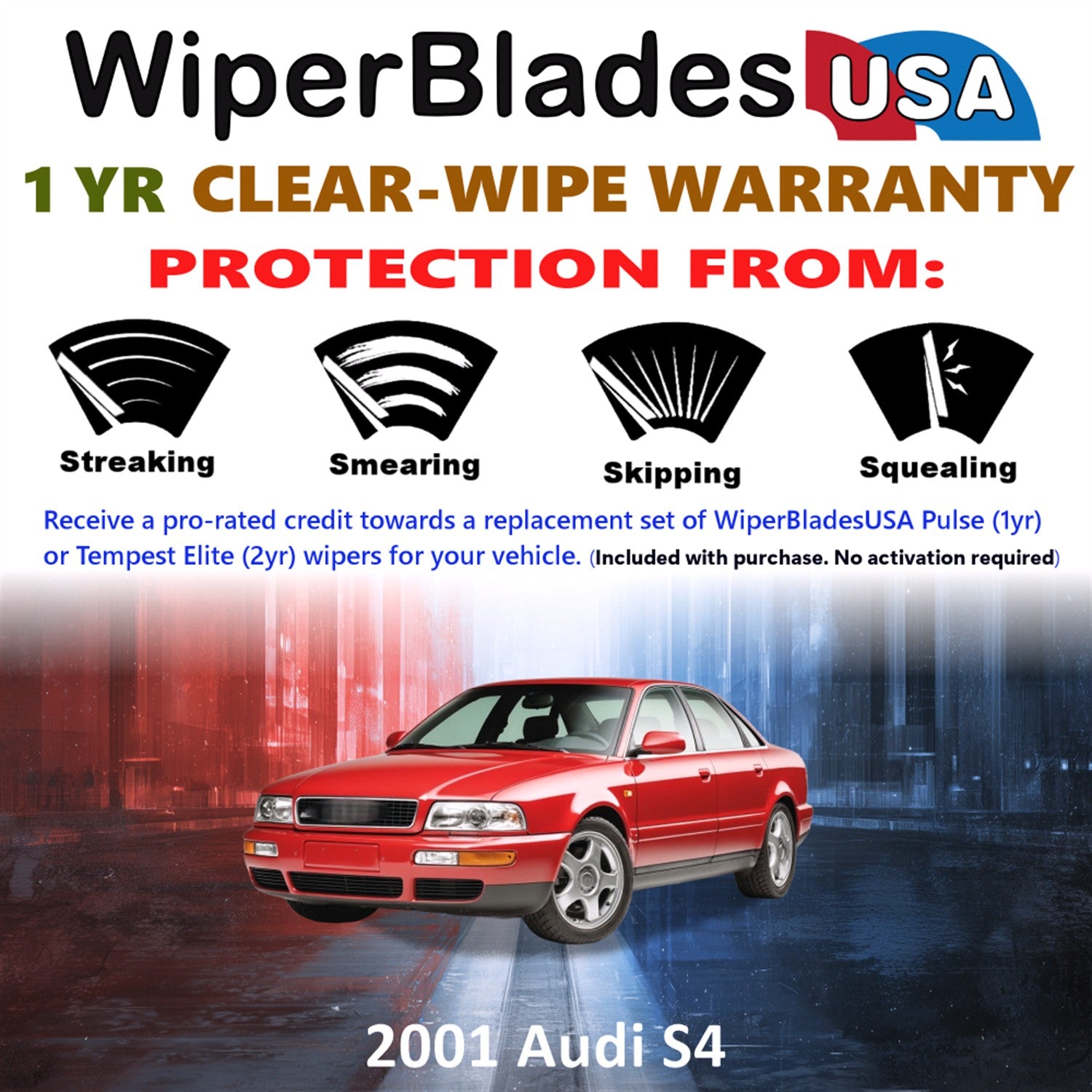 2001 Audi S4 Front Wiper blades Set Includes 1yr Wear Warranty & Free Delivery