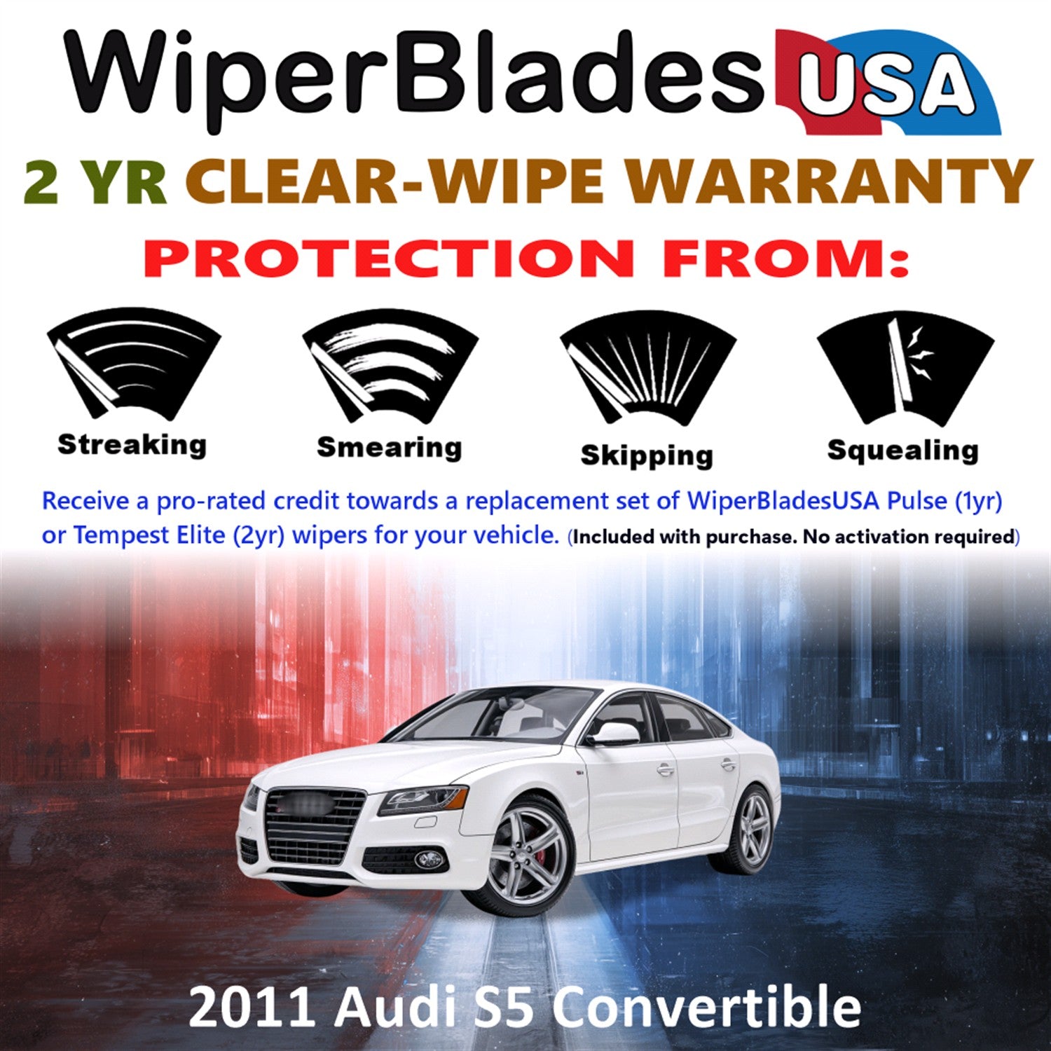 2011 Audi S5 Front Wiper blades Set  Includes 2yr Wear Warranty & Free Delivery