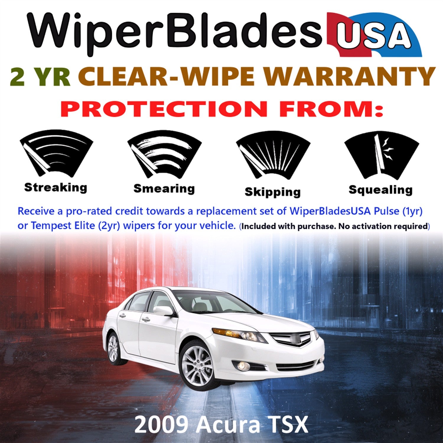 2009 Acura TSX Front Wiper blades Set  Includes 2yr Wear Warranty & Free Delivery