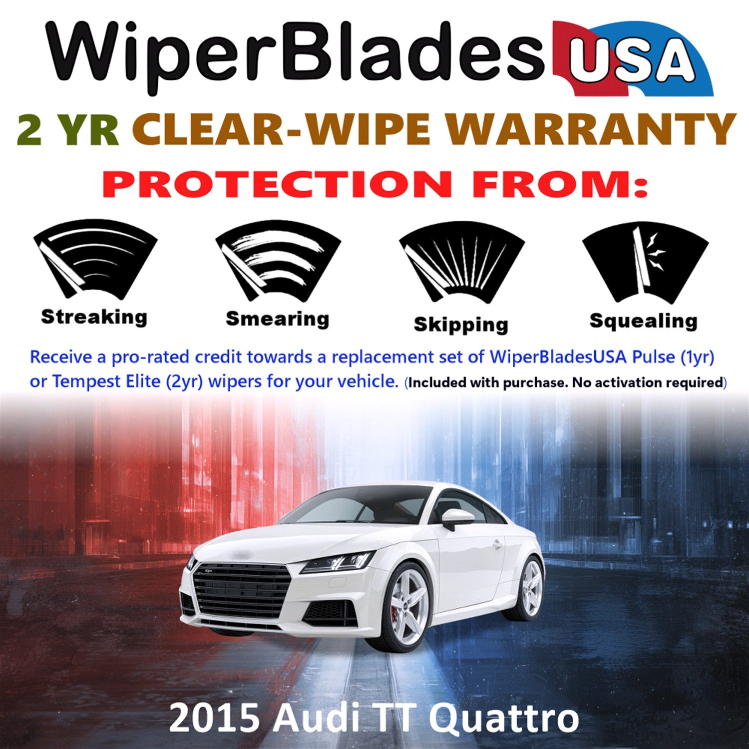 2015 Audi TT Quattro Front Wiper blades Set  Includes 2yr Wear Warranty & Free Delivery