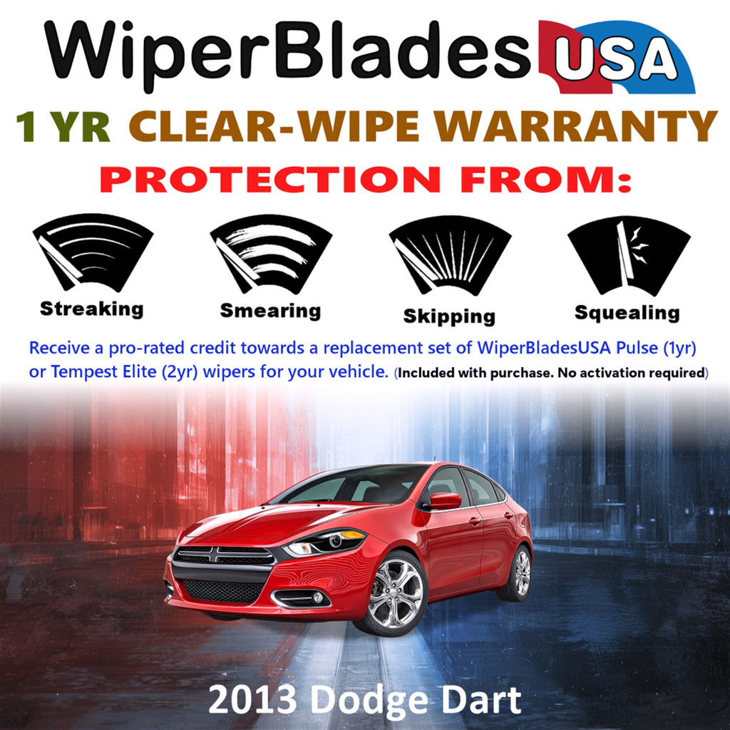 2013 Dodge Dart Front Wiper blades Set Includes 1yr Wear Warranty & Free Delivery