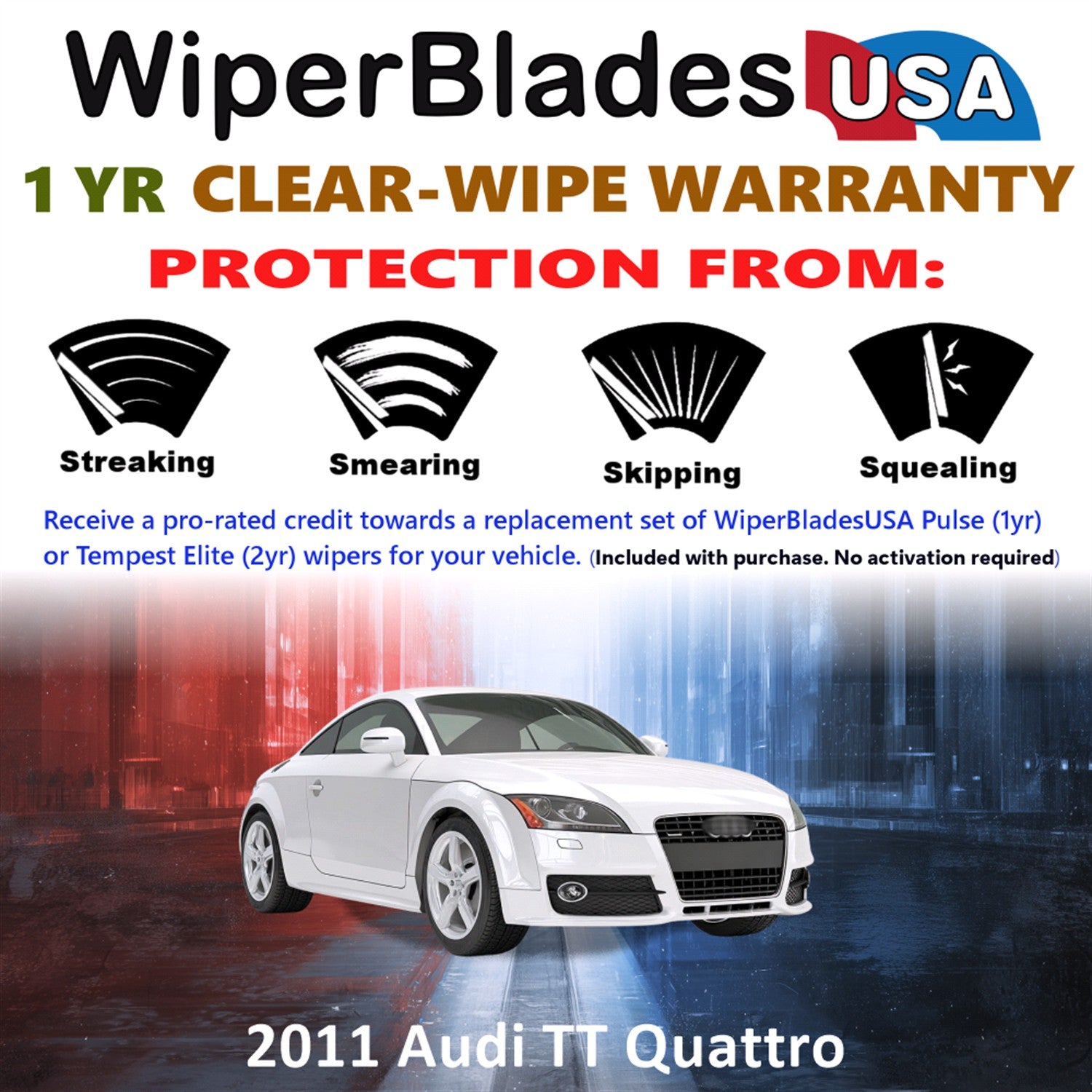 2011 Audi TT Quattro Front Wiper blades Set Includes 1yr Wear Warranty & Free Delivery