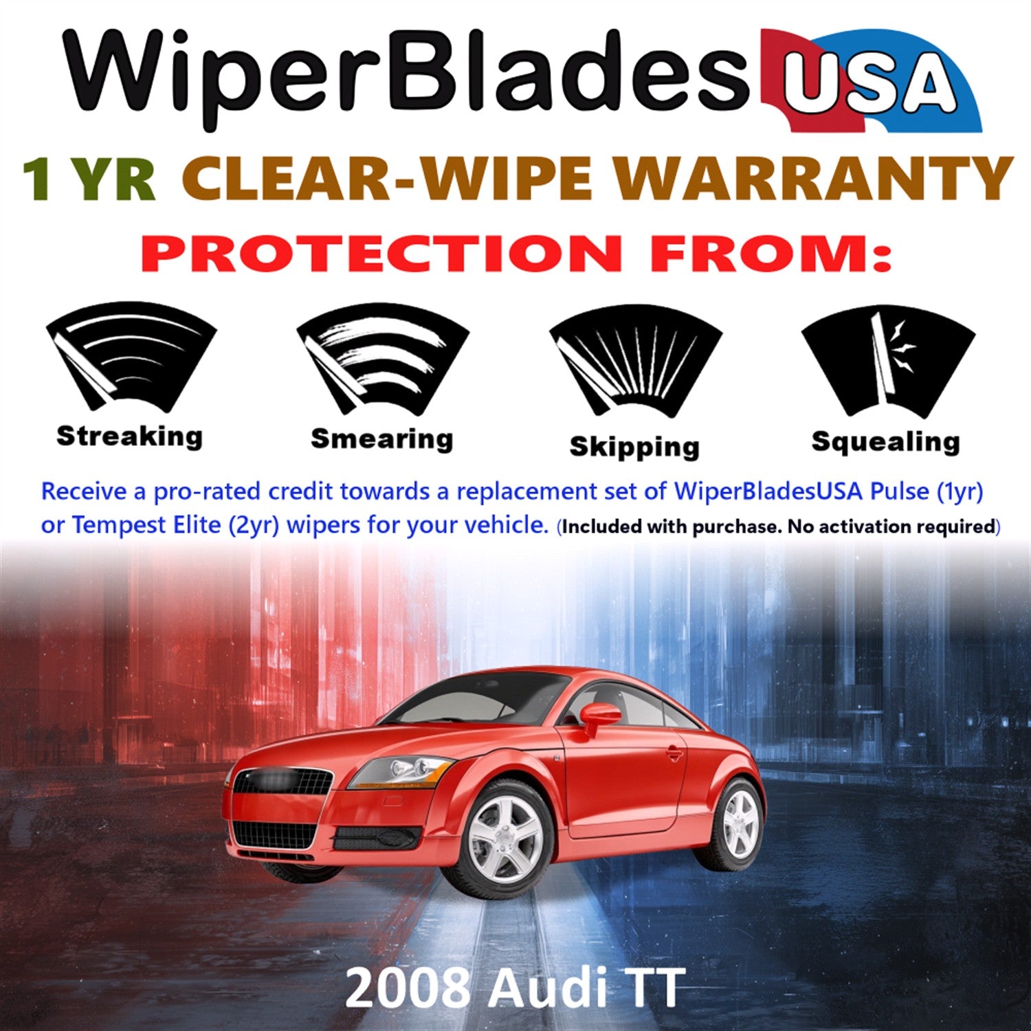 2008 Audi TT Front Wiper blades Set Includes 1yr Wear Warranty & Free Delivery