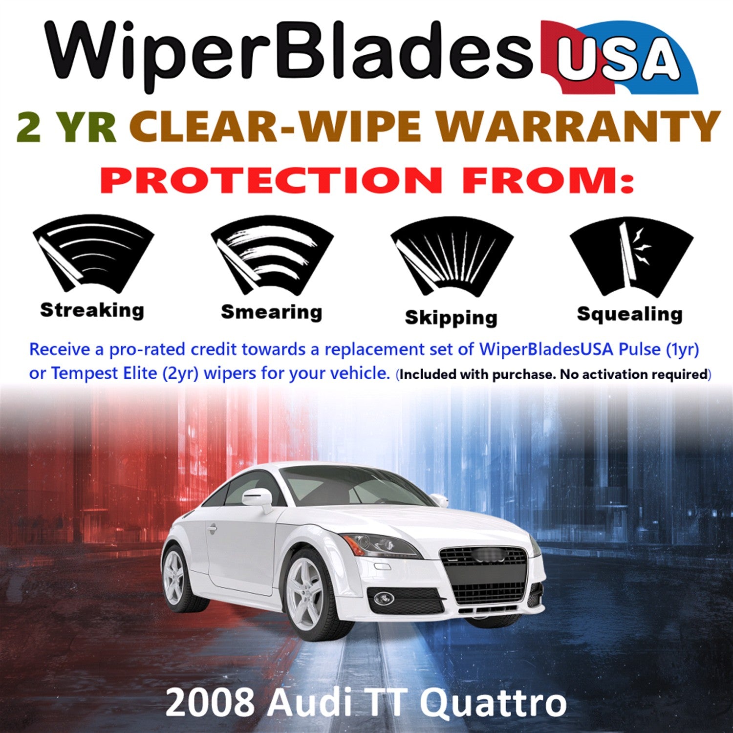 2008 Audi TT Quattro Front Wiper blades Set  Includes 2yr Wear Warranty & Free Delivery