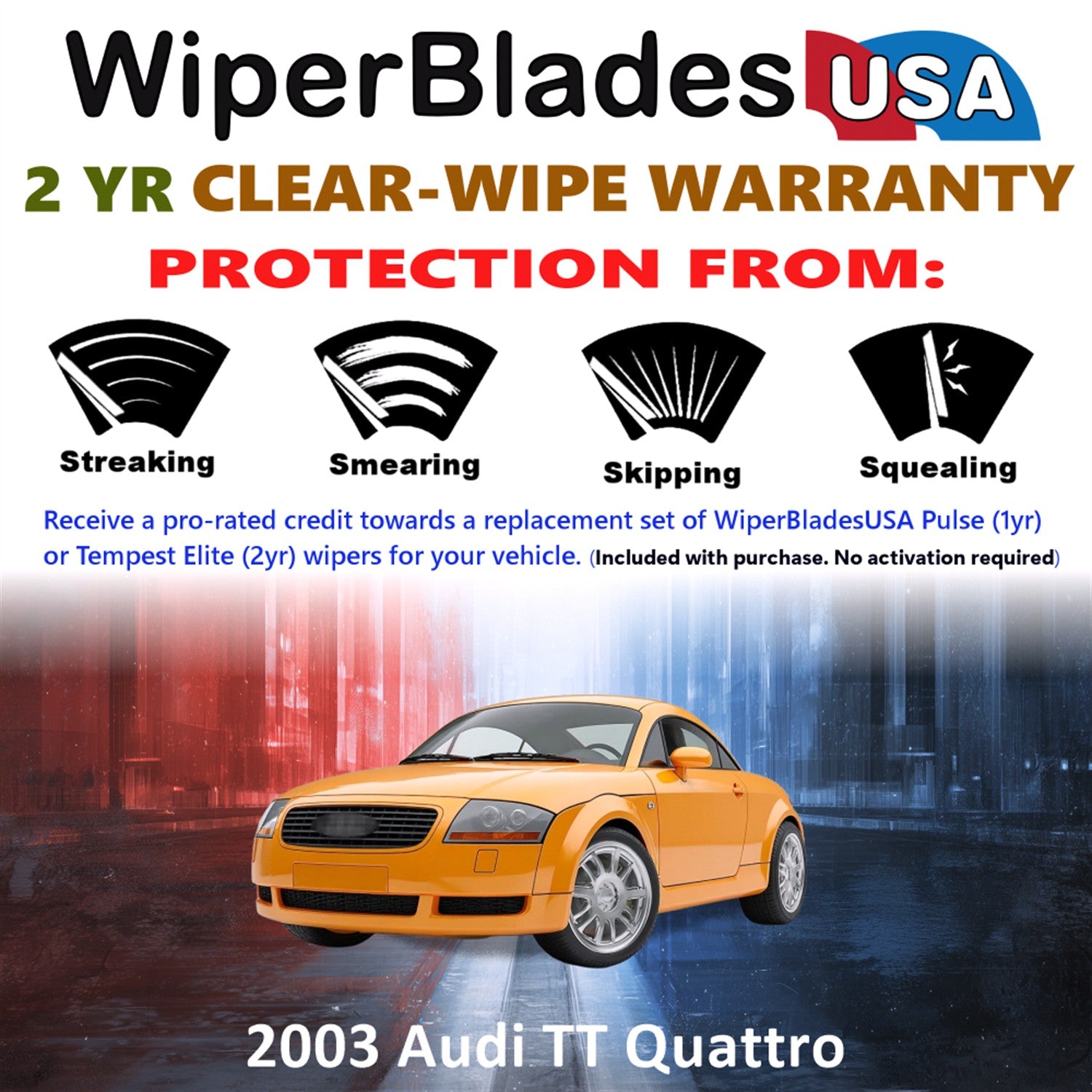 2003 Audi TT Quattro Front Wiper blades Set  Includes 2yr Wear Warranty & Free Delivery
