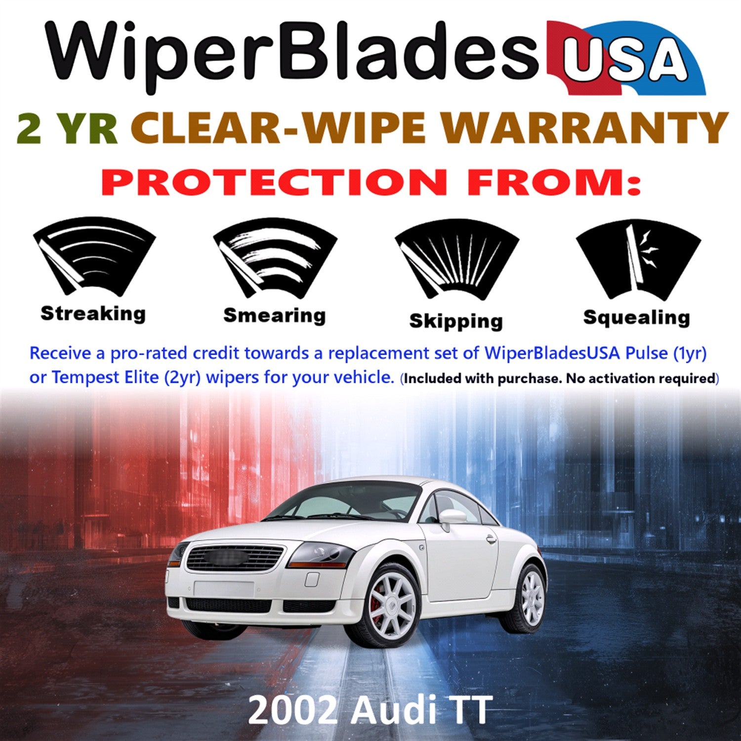 2002 Audi TT Front Wiper blades Set  Includes 2yr Wear Warranty & Free Delivery
