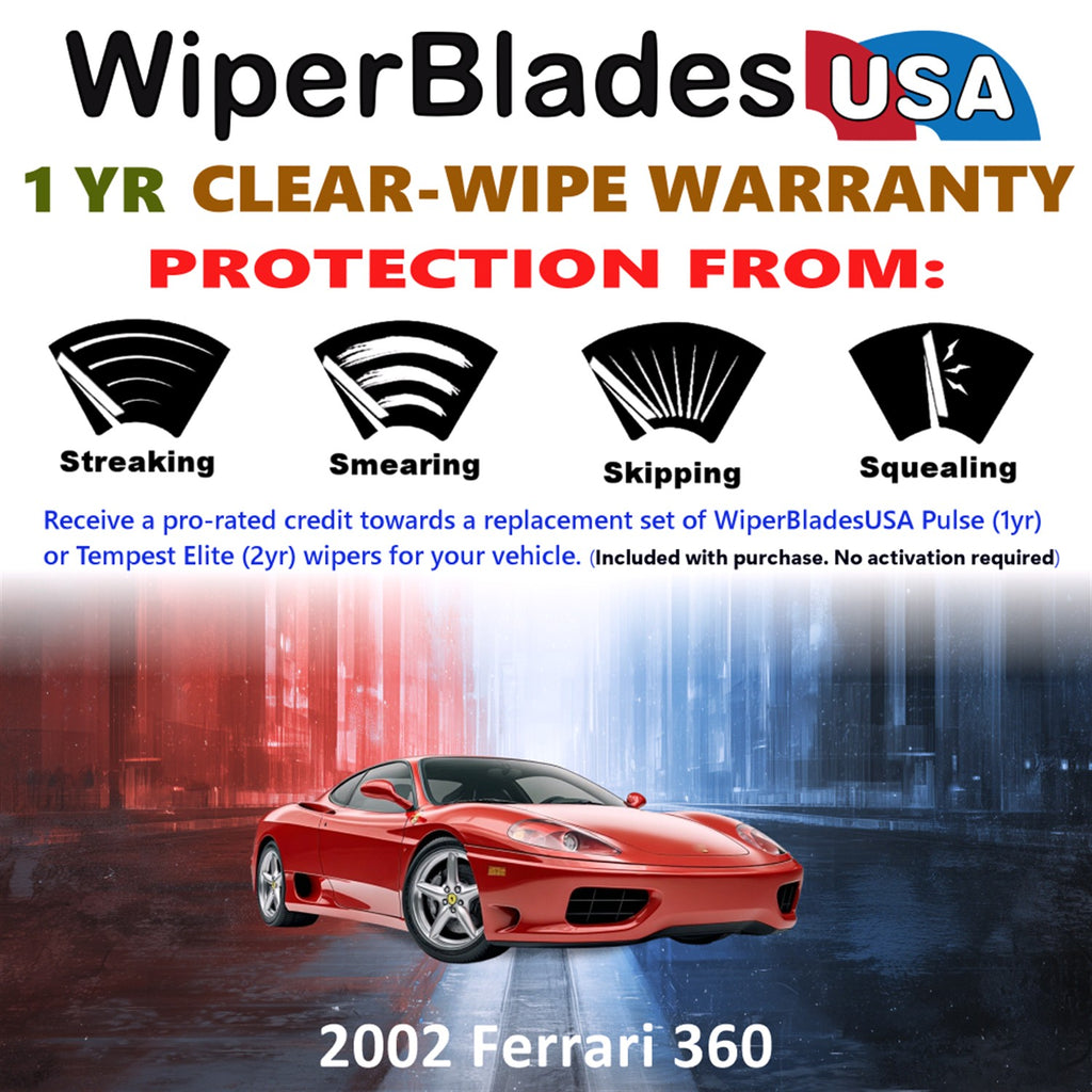 2002 Ferrari 360 Front Wiper blades Set Includes 1yr Wear Warranty & Free Delivery