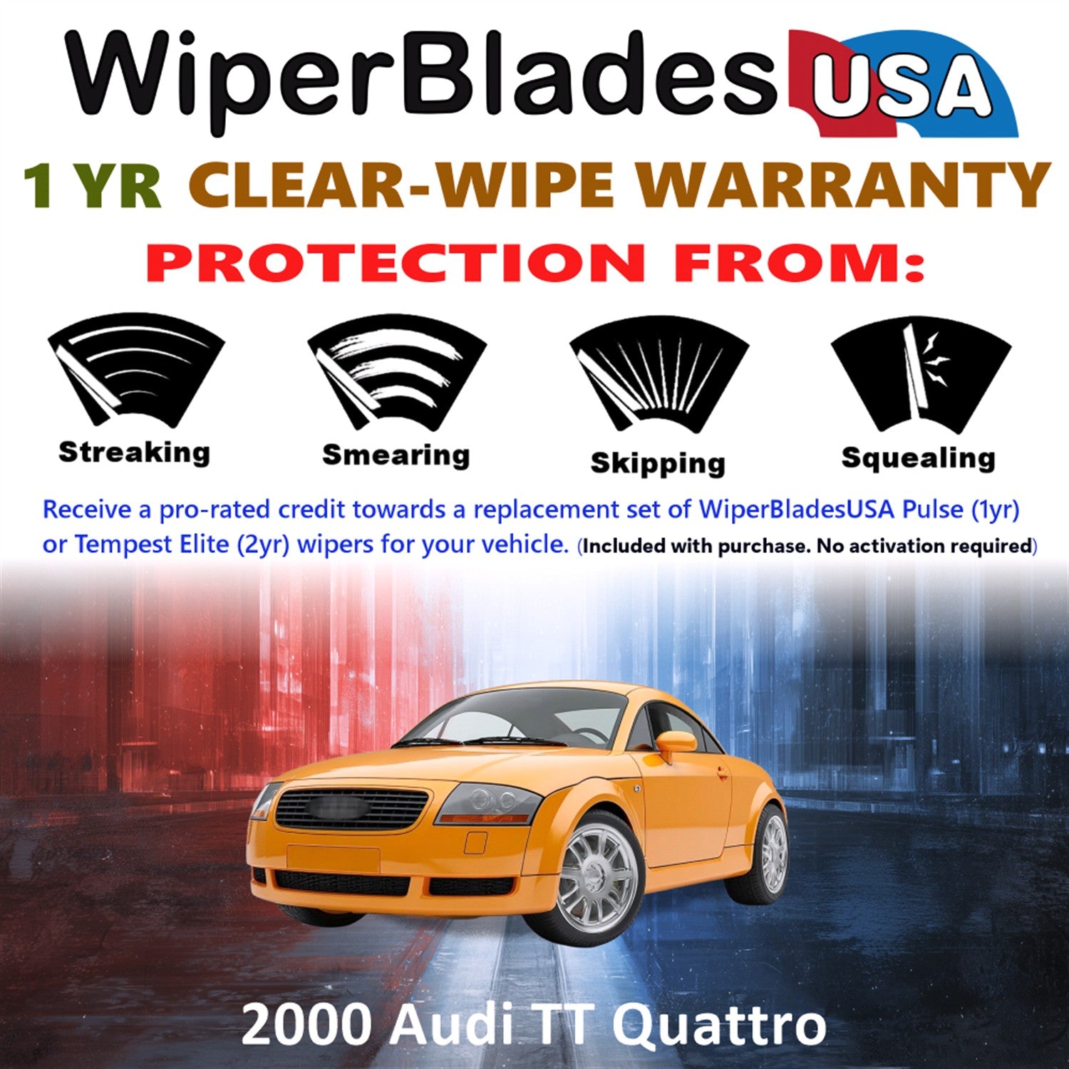 2000 Audi TT Quattro Front Wiper blades Set Includes 1yr Wear Warranty & Free Delivery