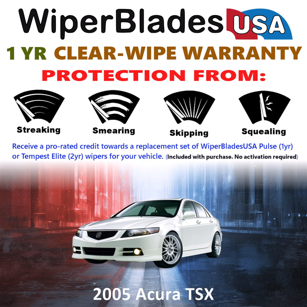 2005 Acura TSX Front Wiper blades Set Includes 1yr Wear Warranty & Free Delivery