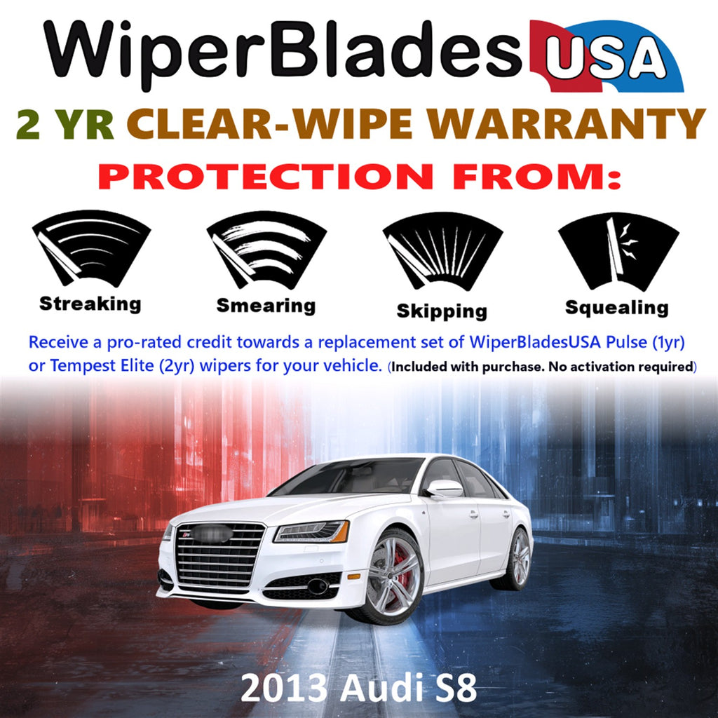 2013 Audi S8 Front Wiper blades Set  Includes 2yr Wear Warranty & Free Delivery
