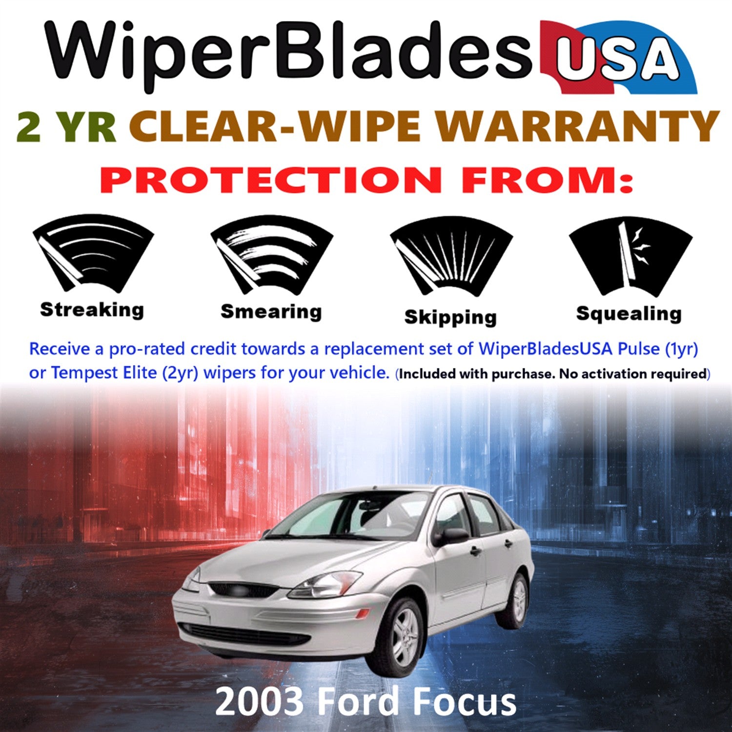 2003 Ford Focus Front Wiper blades Set  Includes 2yr Wear Warranty & Free Delivery