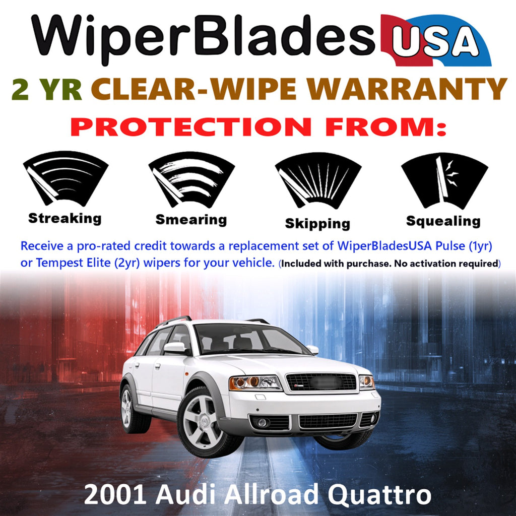 2001 Audi Allroad Quattro Front Wiper blades Set  Includes 2yr Wear Warranty & Free Delivery