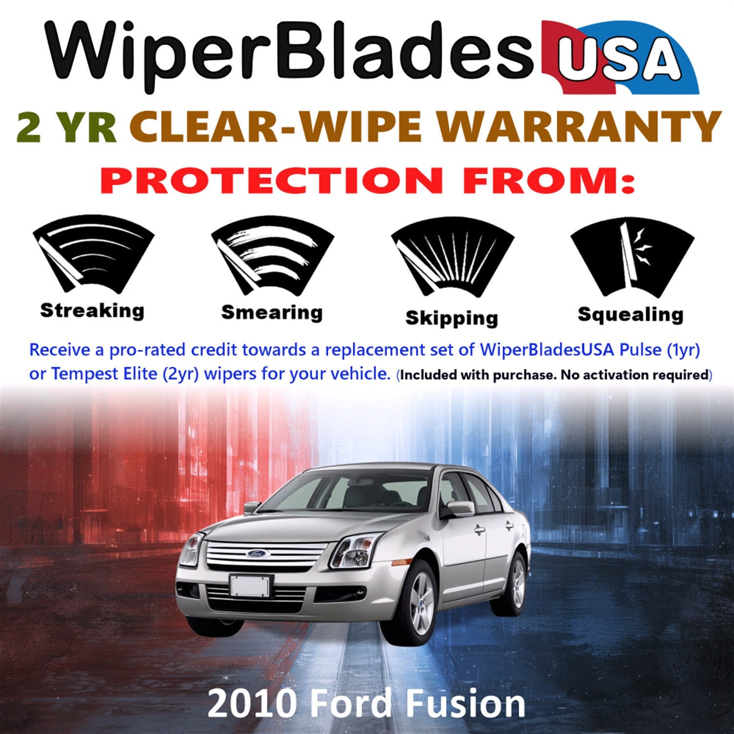 2010 Ford Fusion Front Wiper blades Set  Includes 2yr Wear Warranty & Free Delivery