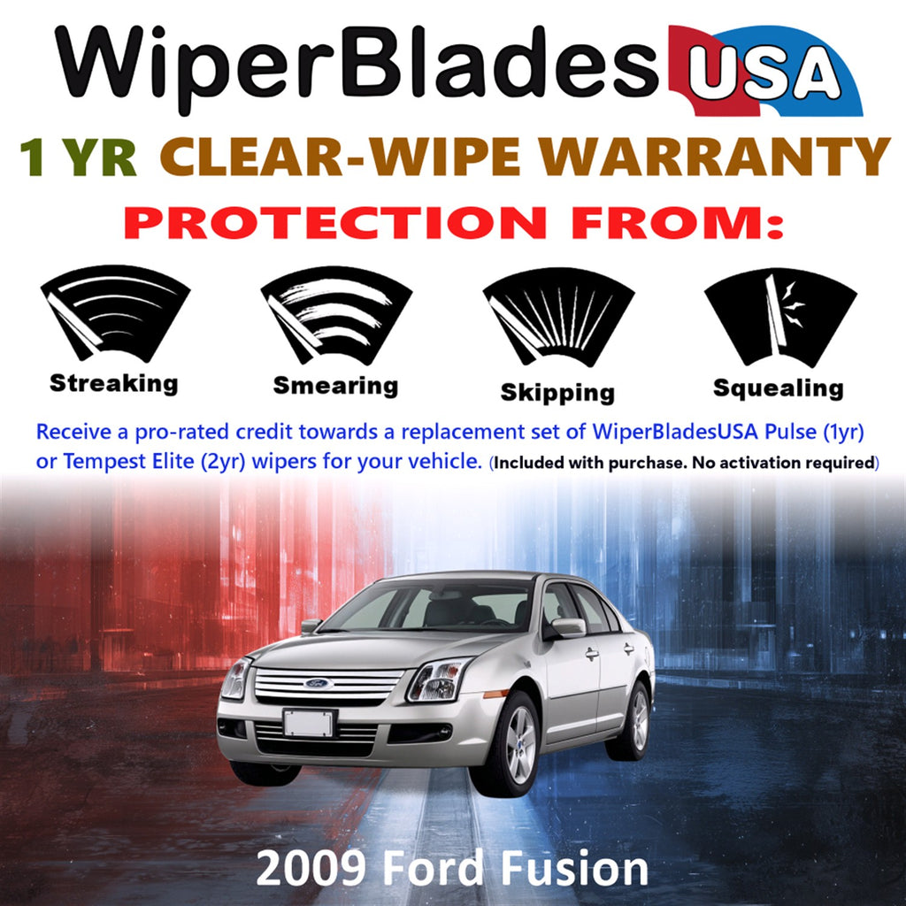 2009 Ford Fusion Front Wiper blades Set Includes 1yr Wear Warranty & Free Delivery