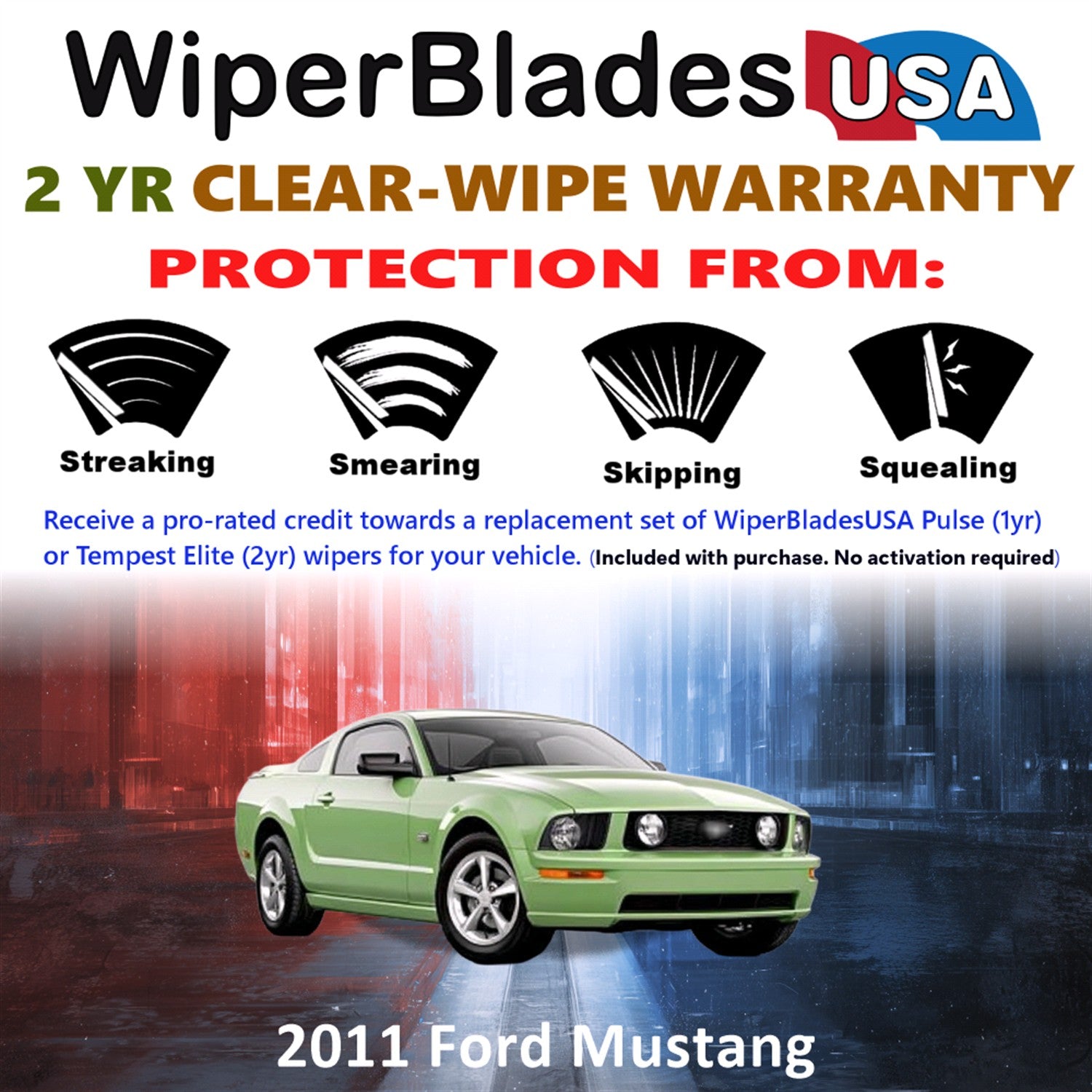 2011 Ford Mustang Front Wiper blades Set  Includes 2yr Wear Warranty & Free Delivery