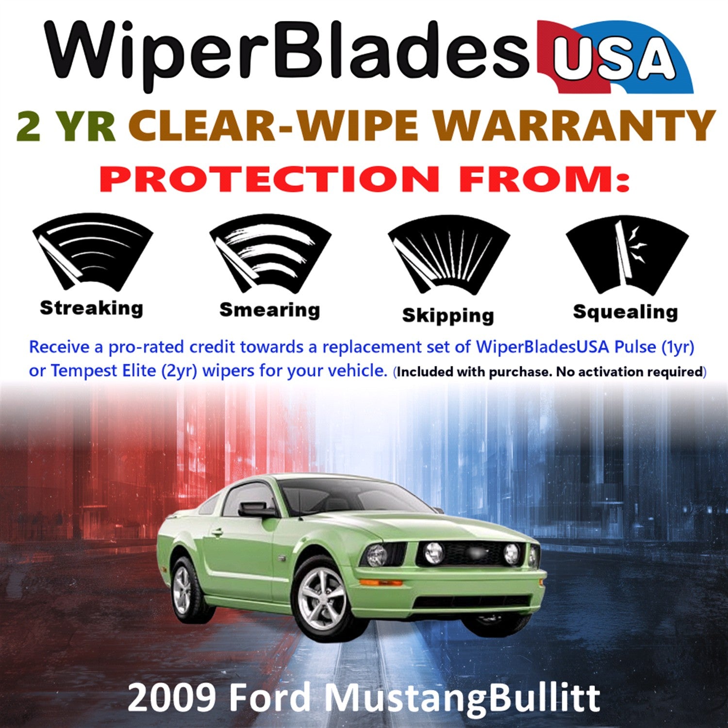 2009 Ford Mustang Bullitt Front Wiper blades Set  Includes 2yr Wear Warranty & Free Delivery