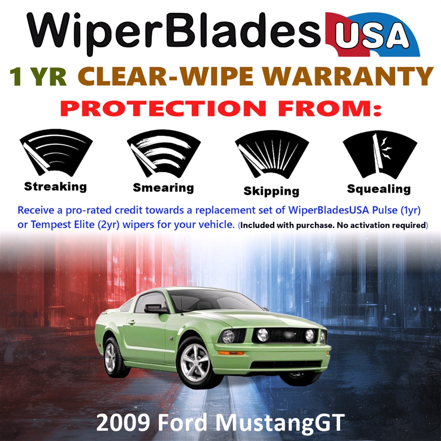 2009 Ford Mustang GT Front Wiper blades Set Includes 1yr Wear Warranty & Free Delivery