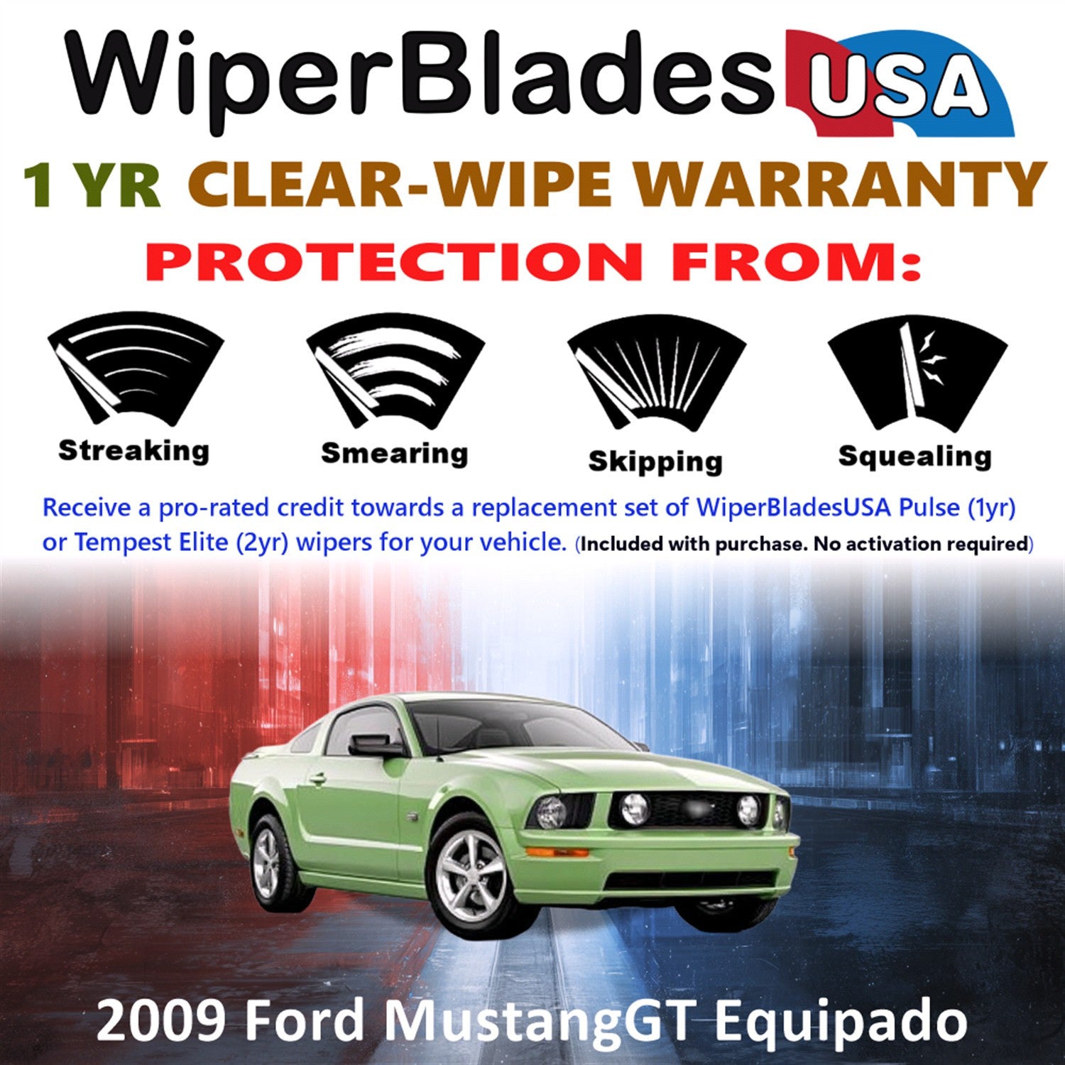 2009 Ford Mustang GT Equipado Front Wiper blades Set Includes 1yr Wear Warranty & Free Delivery
