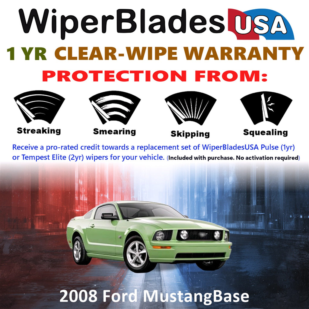 2008 Ford Mustang Base Front Wiper blades Set Includes 1yr Wear Warranty & Free Delivery