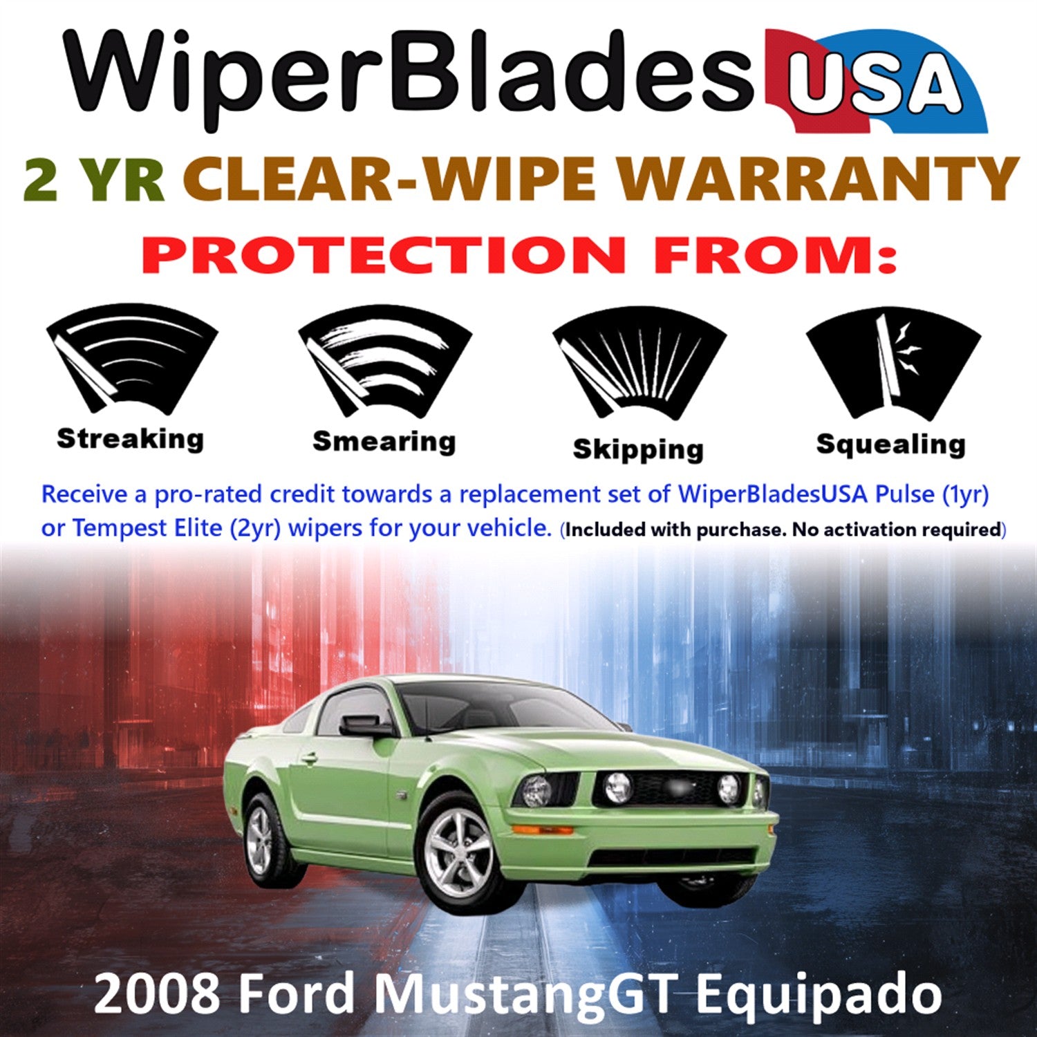 2008 Ford Mustang GT Equipado Front Wiper blades Set  Includes 2yr Wear Warranty & Free Delivery