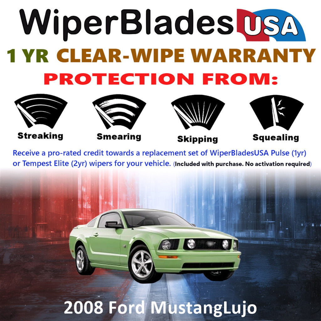 2008 Ford Mustang Lujo Front Wiper blades Set Includes 1yr Wear Warranty & Free Delivery
