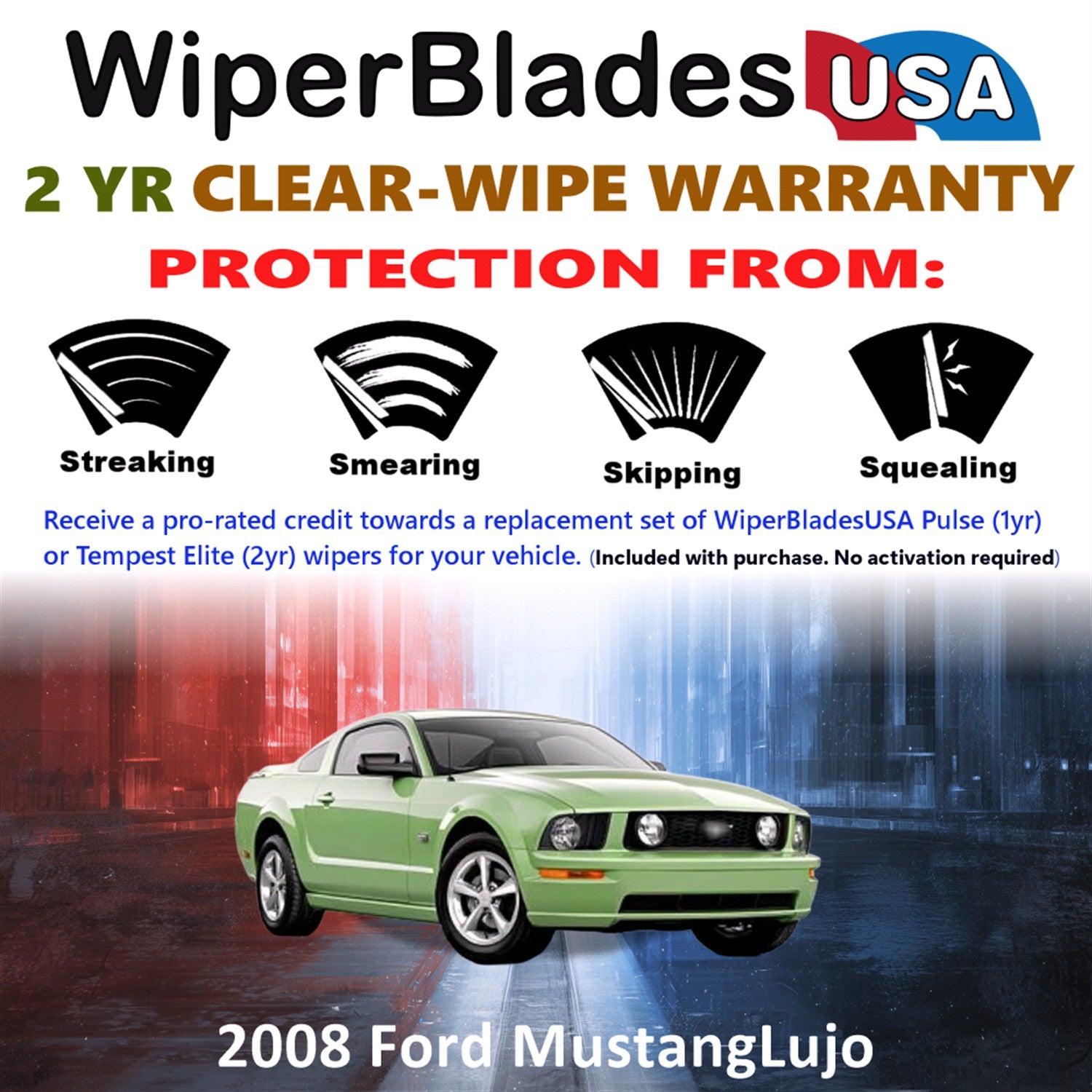 2008 Ford Mustang Lujo Front Wiper blades Set  Includes 2yr Wear Warranty & Free Delivery