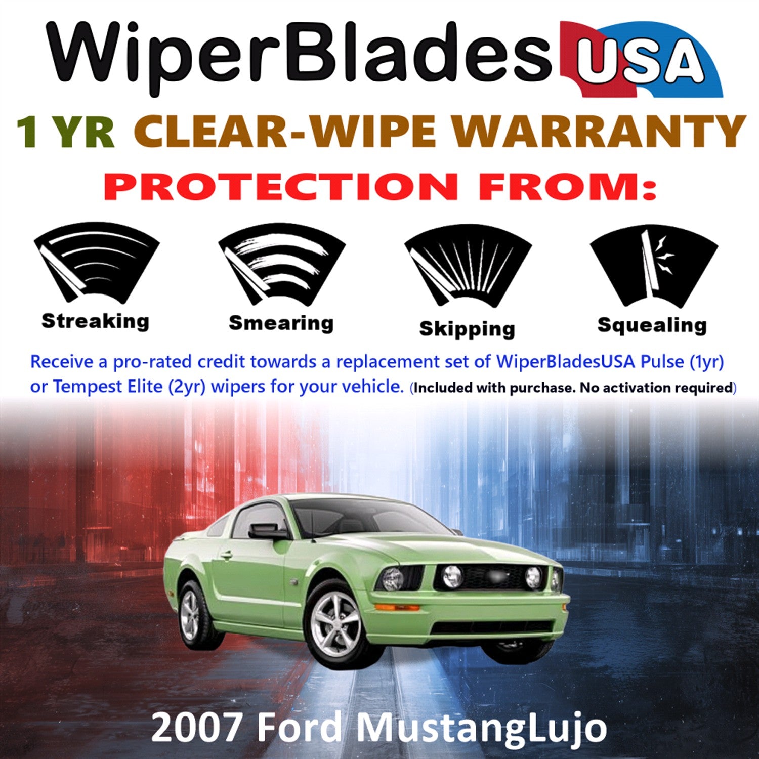 2007 Ford Mustang Lujo Front Wiper blades Set Includes 1yr Wear Warranty & Free Delivery