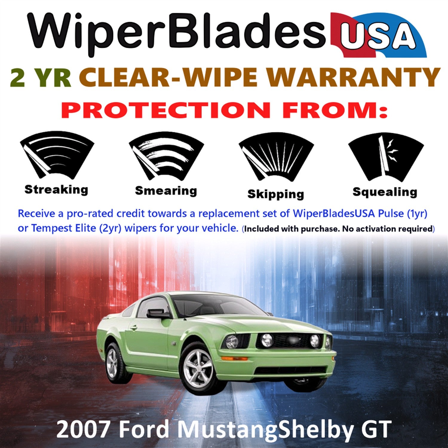 2007 Ford Mustang Shelby GT Front Wiper blades Set  Includes 2yr Wear Warranty & Free Delivery