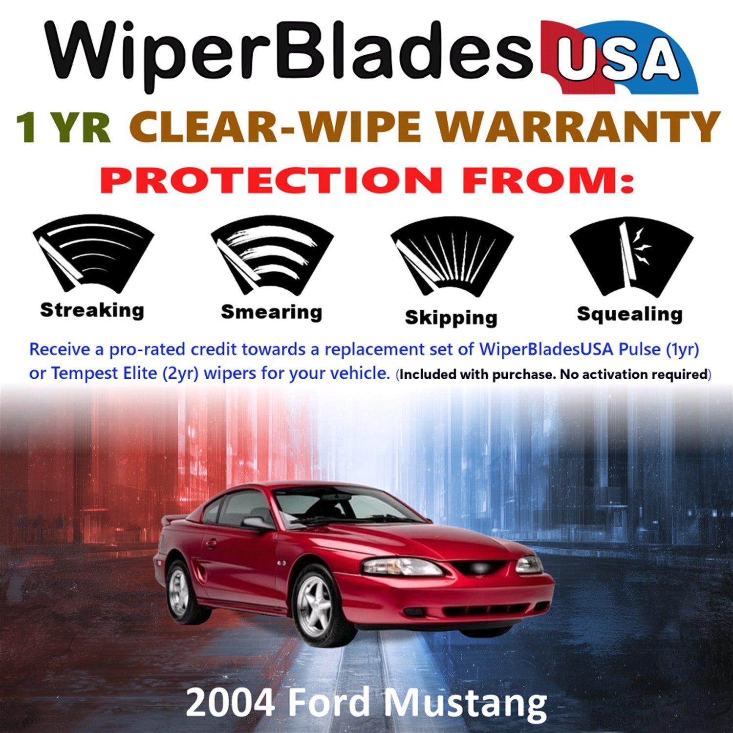 2004 Ford Mustang Front Wiper blades Set Includes 1yr Wear Warranty & Free Delivery