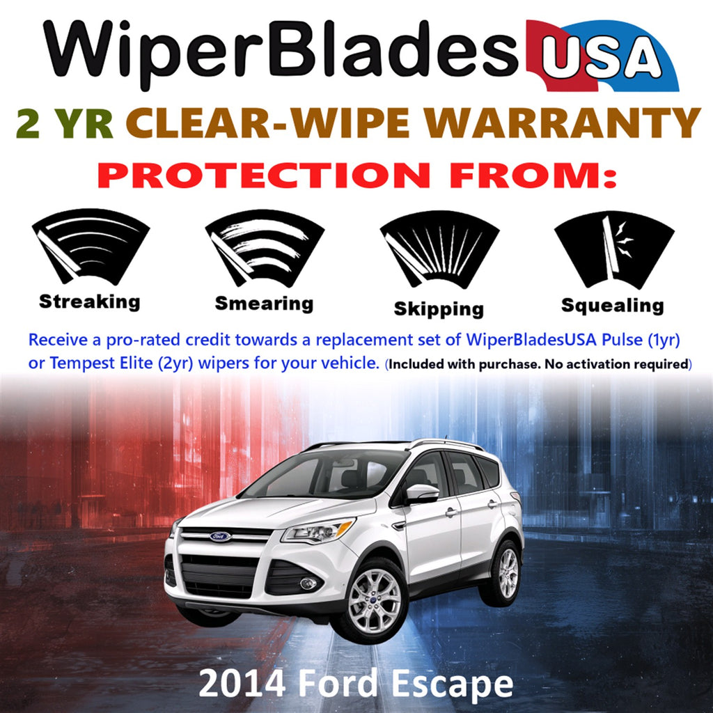 2014 Ford Escape Front w/Rear Wiper blades Set  Includes 2yr Wear Warranty & Free Delivery