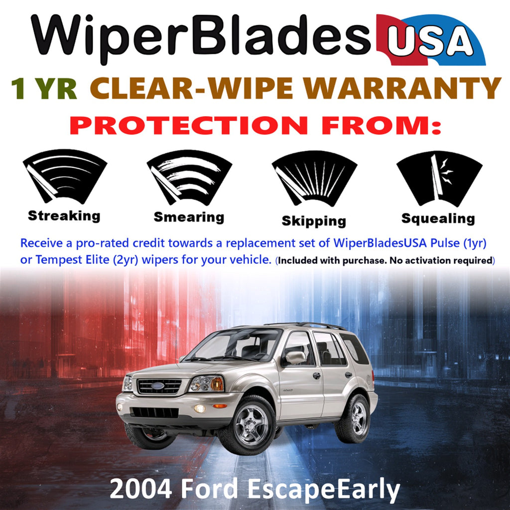 2004 Ford Escape Early Front w/Rear Wiper blades Set Includes 1yr Wear Warranty & Free Delivery