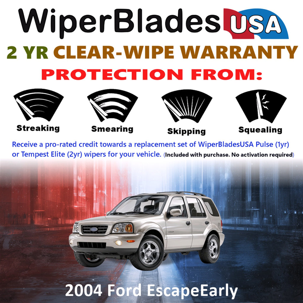 2004 Ford Escape Early Front w/Rear Wiper blades Set  Includes 2yr Wear Warranty & Free Delivery
