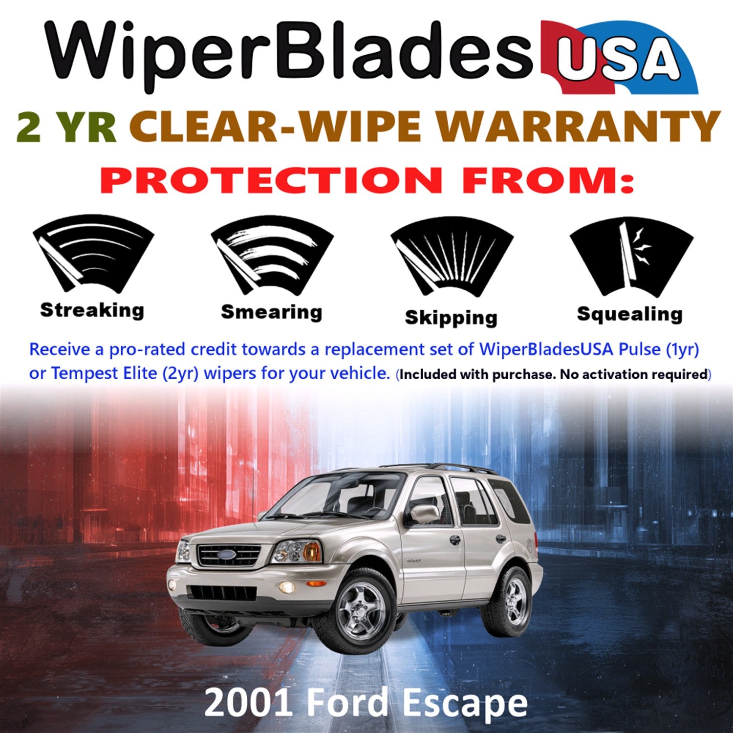 2001 Ford Escape Front Wiper blades Set  Includes 2yr Wear Warranty & Free Delivery