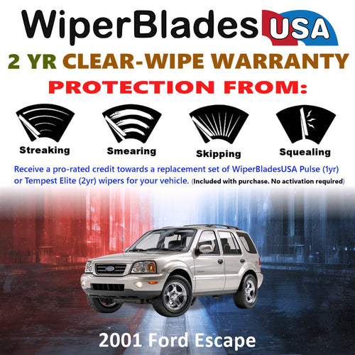 2001 Ford Escape Front w/Rear Wiper blades Set  Includes 2yr Wear Warranty & Free Delivery