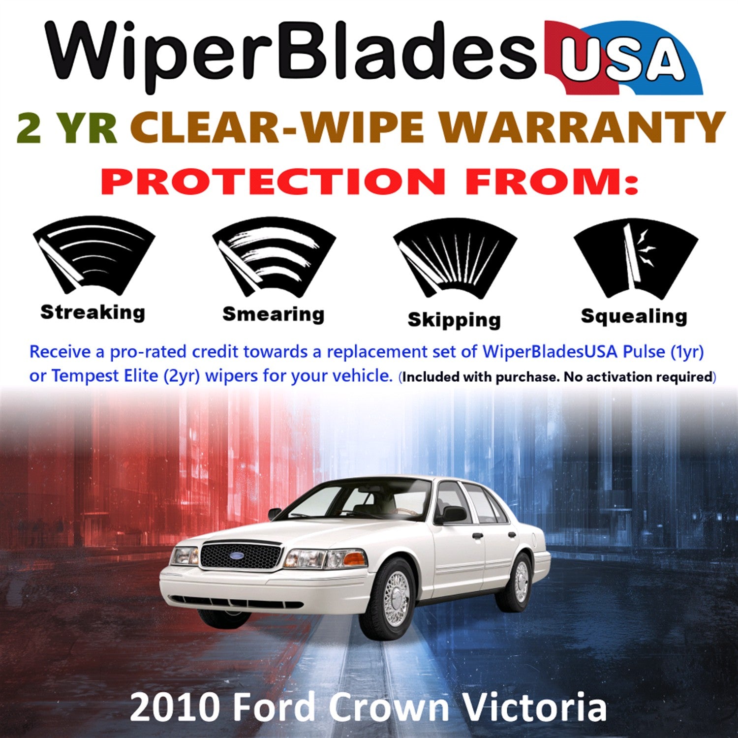 2010 Ford Crown Victoria Front Wiper blades Set  Includes 2yr Wear Warranty & Free Delivery