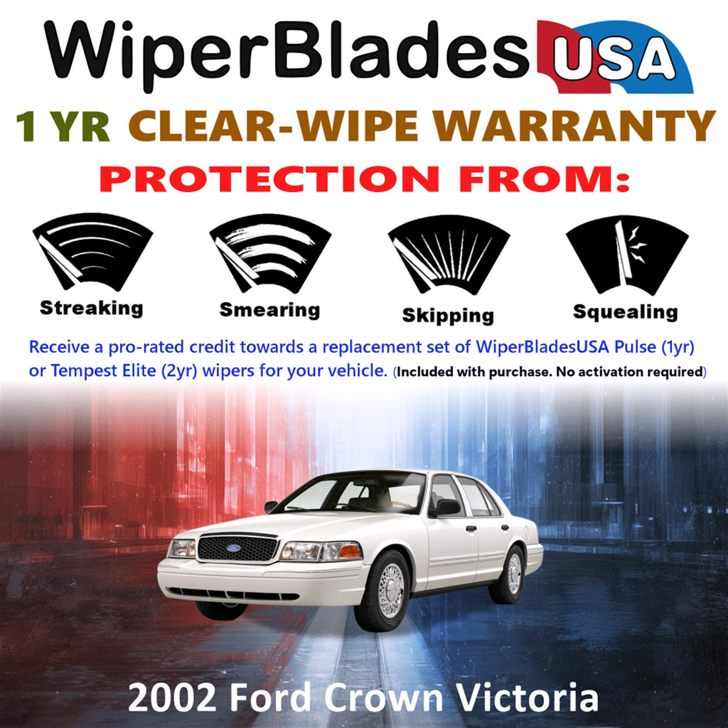 2002 Ford Crown Victoria Front Wiper blades Set Includes 1yr Wear Warranty & Free Delivery