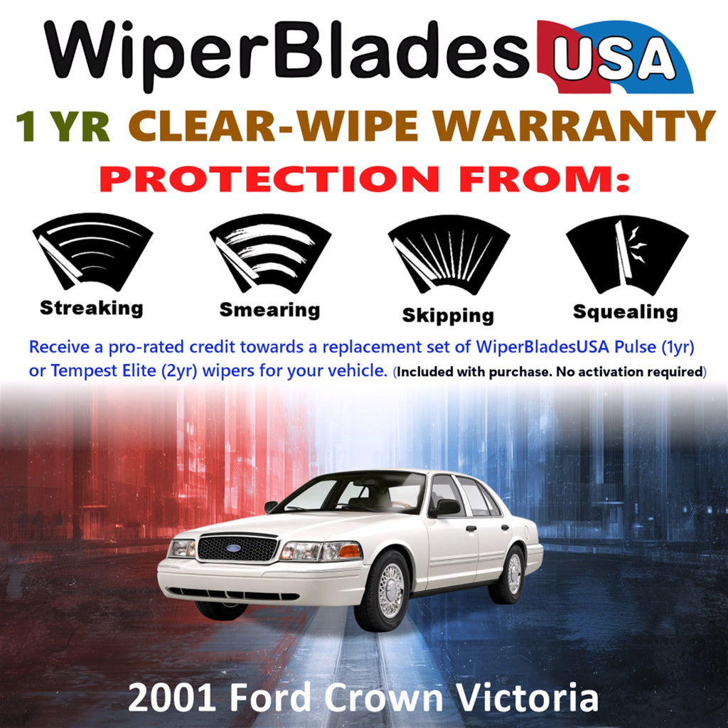 2001 Ford Crown Victoria Front Wiper blades Set Includes 1yr Wear Warranty & Free Delivery