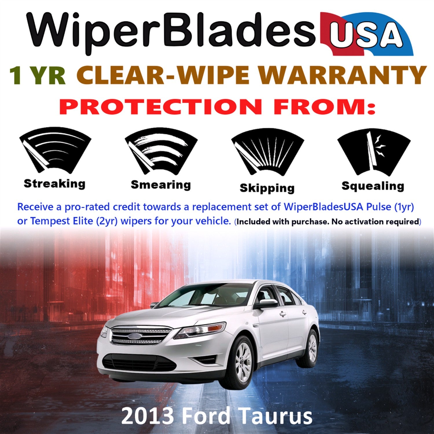 2013 Ford Taurus Front Wiper blades Set Includes 1yr Wear Warranty & Free Delivery