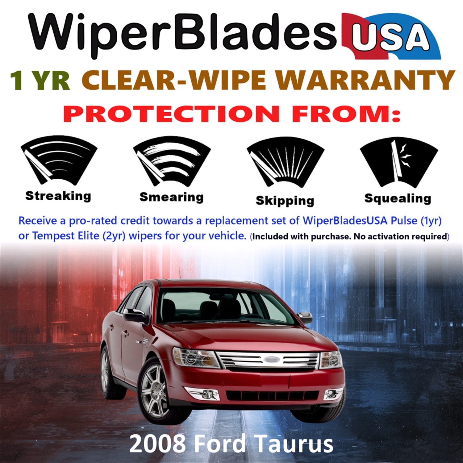 2008 Ford Taurus Front Wiper blades Set Includes 1yr Wear Warranty & Free Delivery
