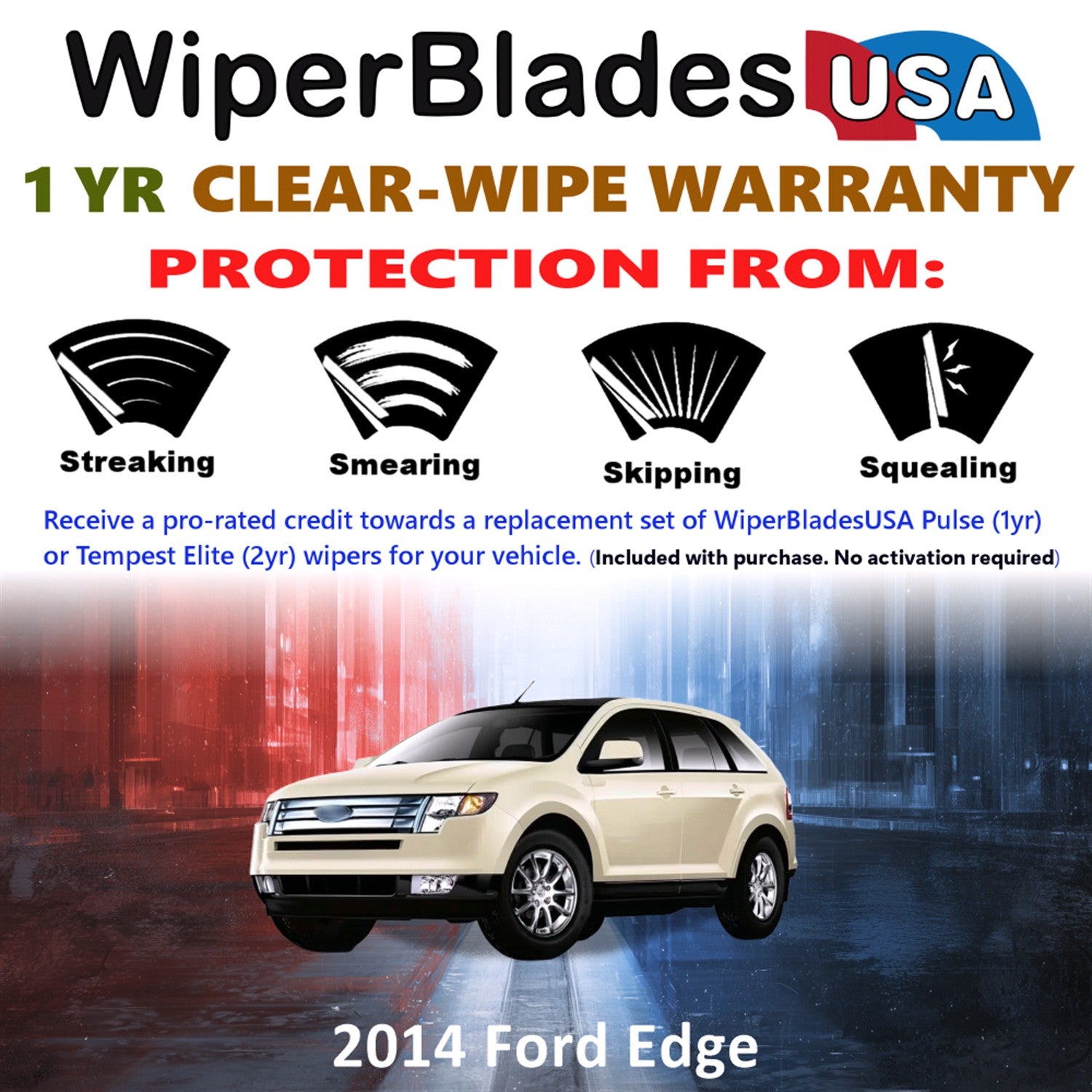 2014 Ford Edge Front Wiper blades Set Includes 1yr Wear Warranty & Free Delivery