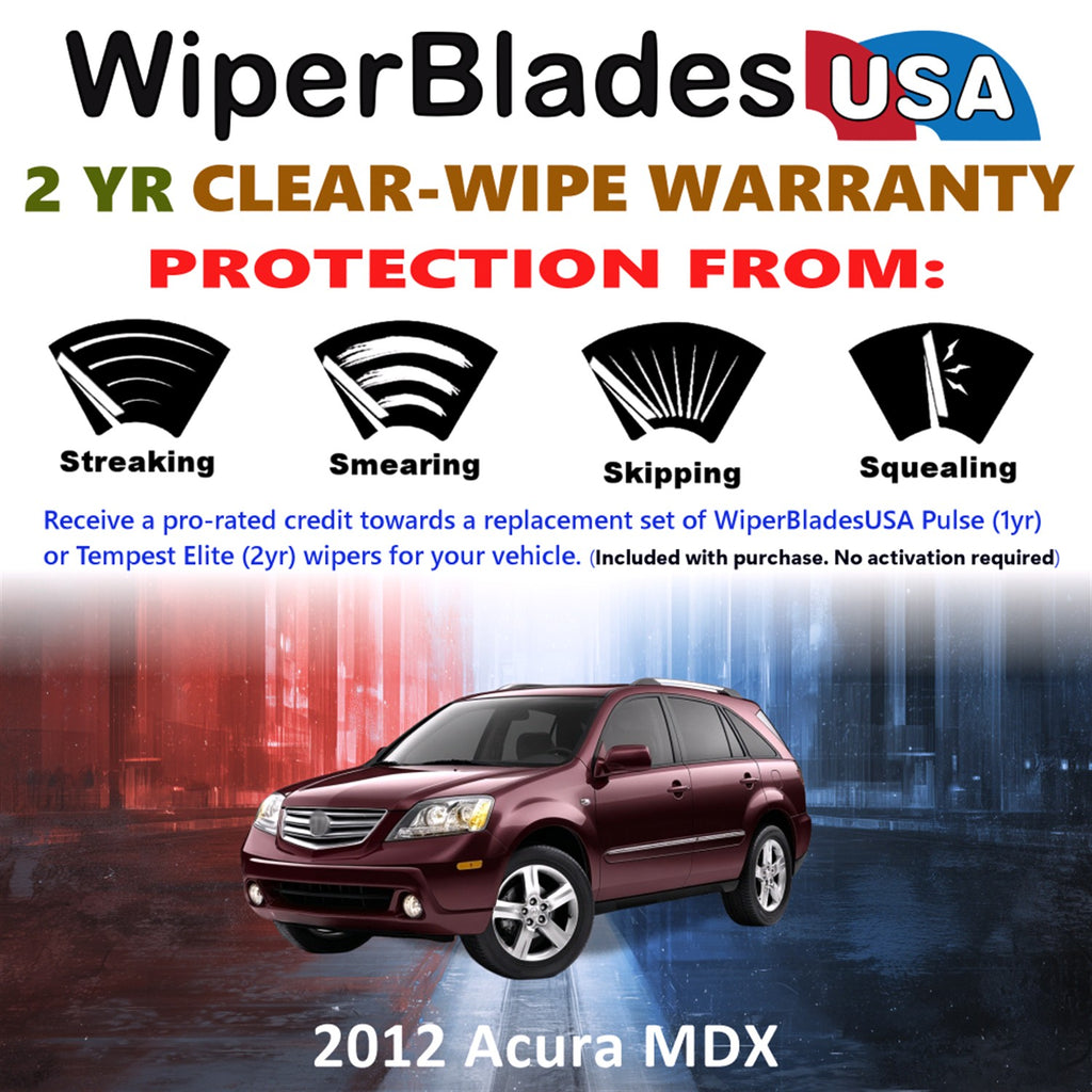 2012 Acura MDX Front Wiper blades Set  Includes 2yr Wear Warranty & Free Delivery
