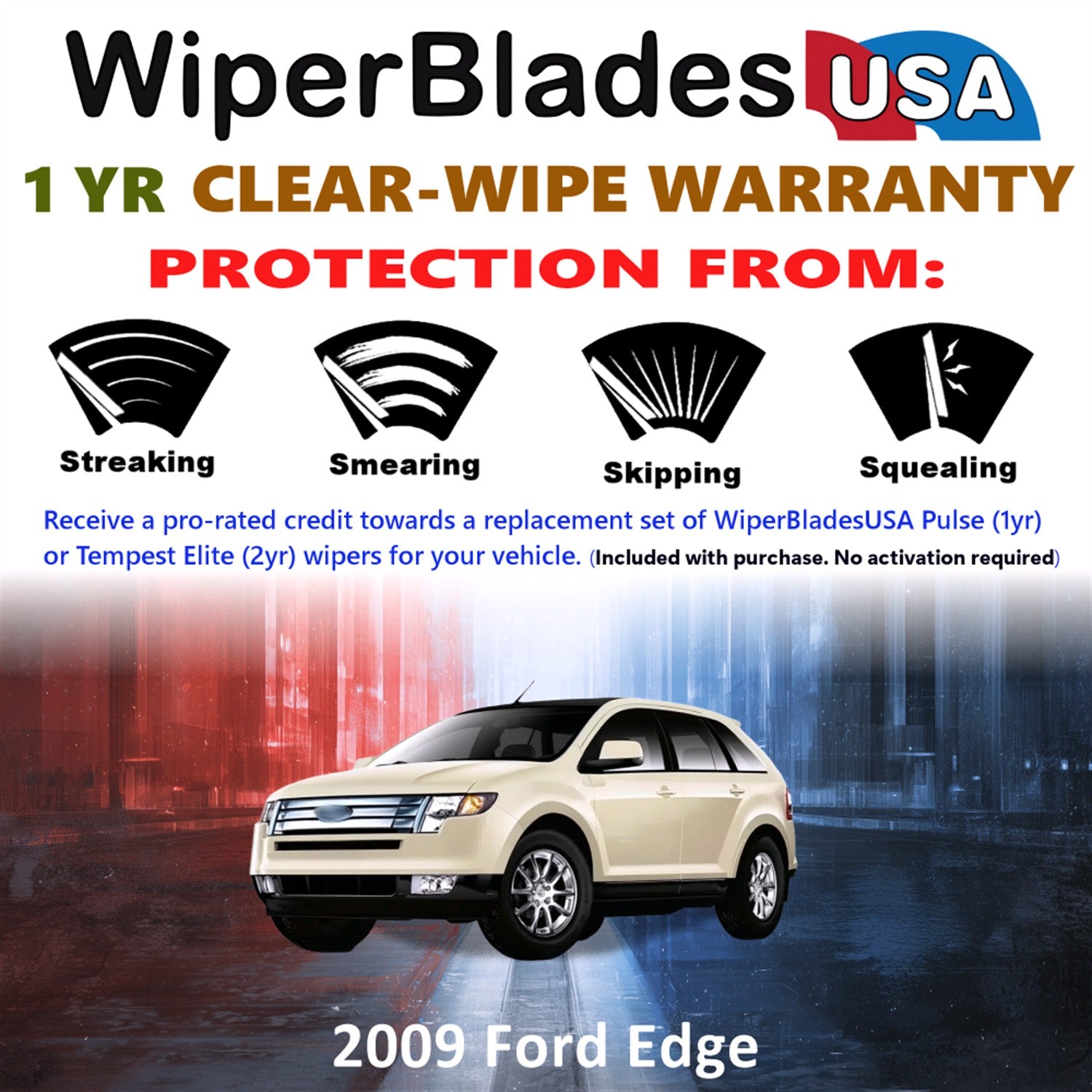 2009 Ford Edge Front w/Rear Wiper blades Set Includes 1yr Wear Warranty & Free Delivery