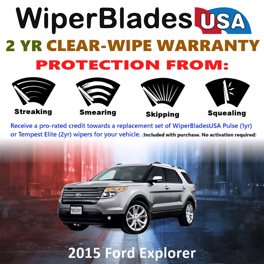 2015 Ford Explorer Front Wiper blades Set  Includes 2yr Wear Warranty & Free Delivery