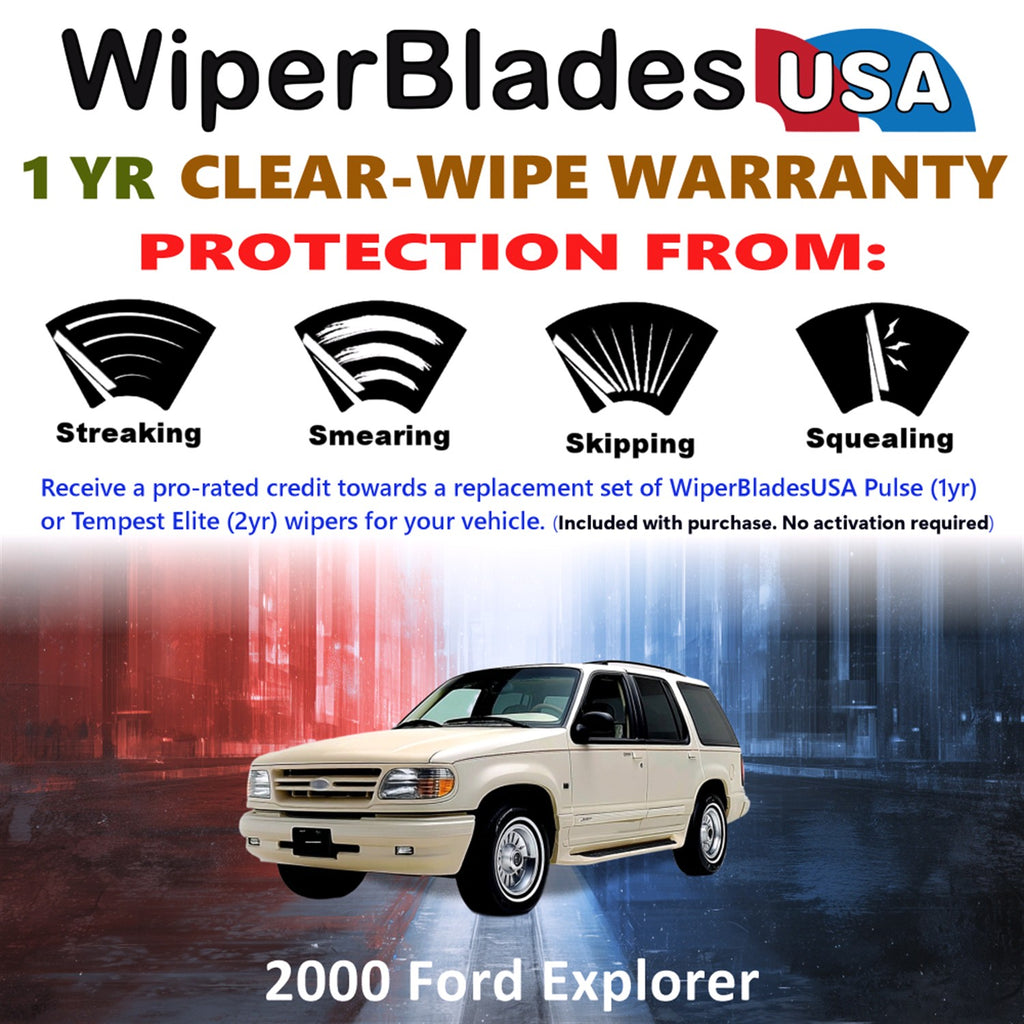 2000 Ford Explorer Front Wiper blades Set Includes 1yr Wear Warranty & Free Delivery