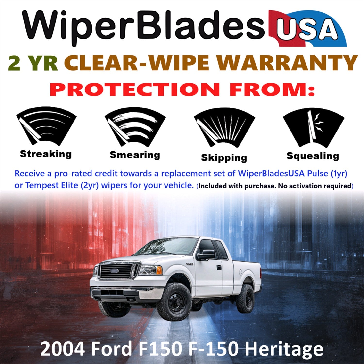 2004 Ford F150 F-150 Heritage Front Wiper blades Set  Includes 2yr Wear Warranty & Free Delivery