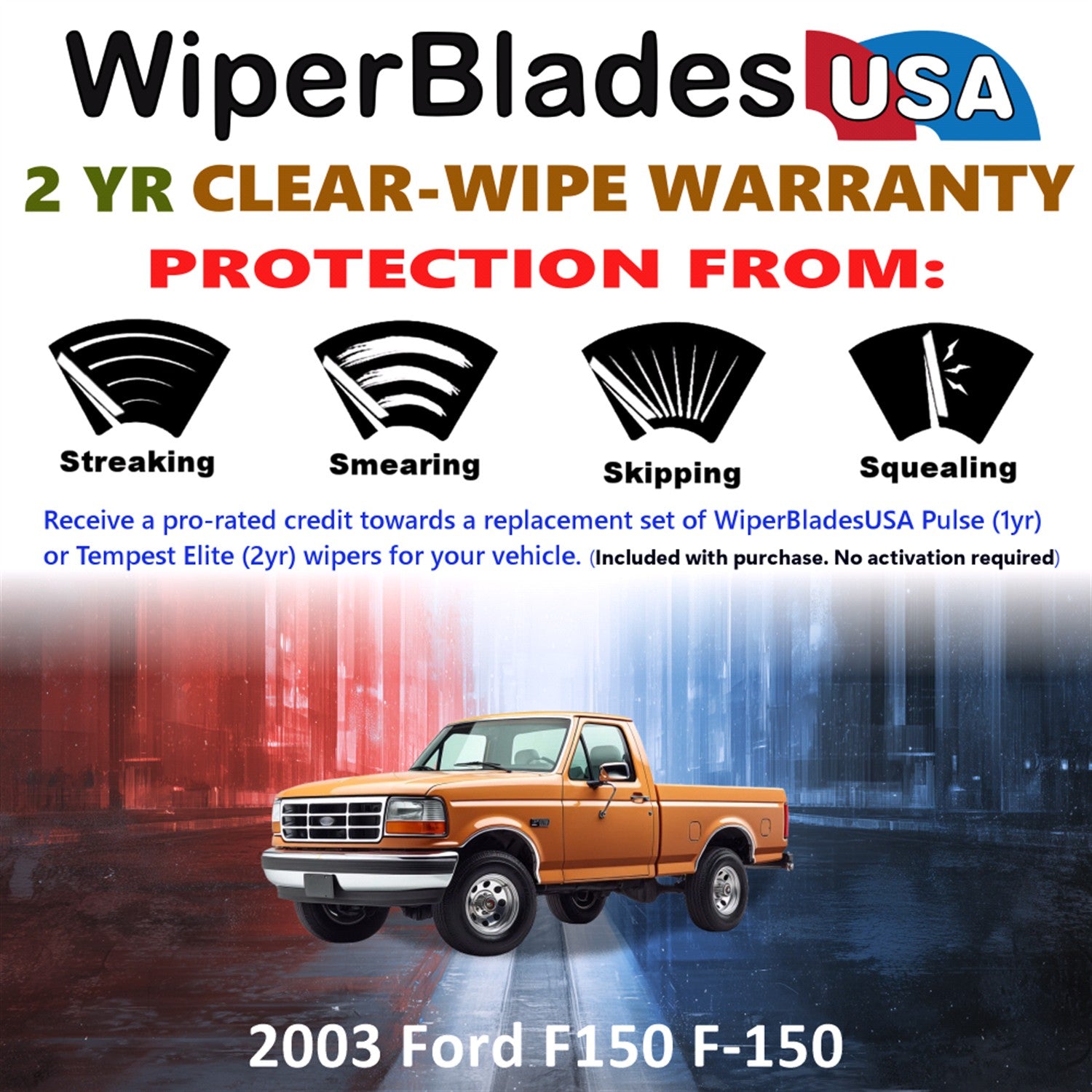 2003 Ford F150 F-150  Front Wiper blades Set  Includes 2yr Wear Warranty & Free Delivery